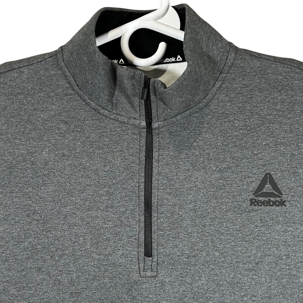 Reebok Unwind‎ 1/4 Zip Mock Pullover Mens Medium Charcoal Heather Grey New
